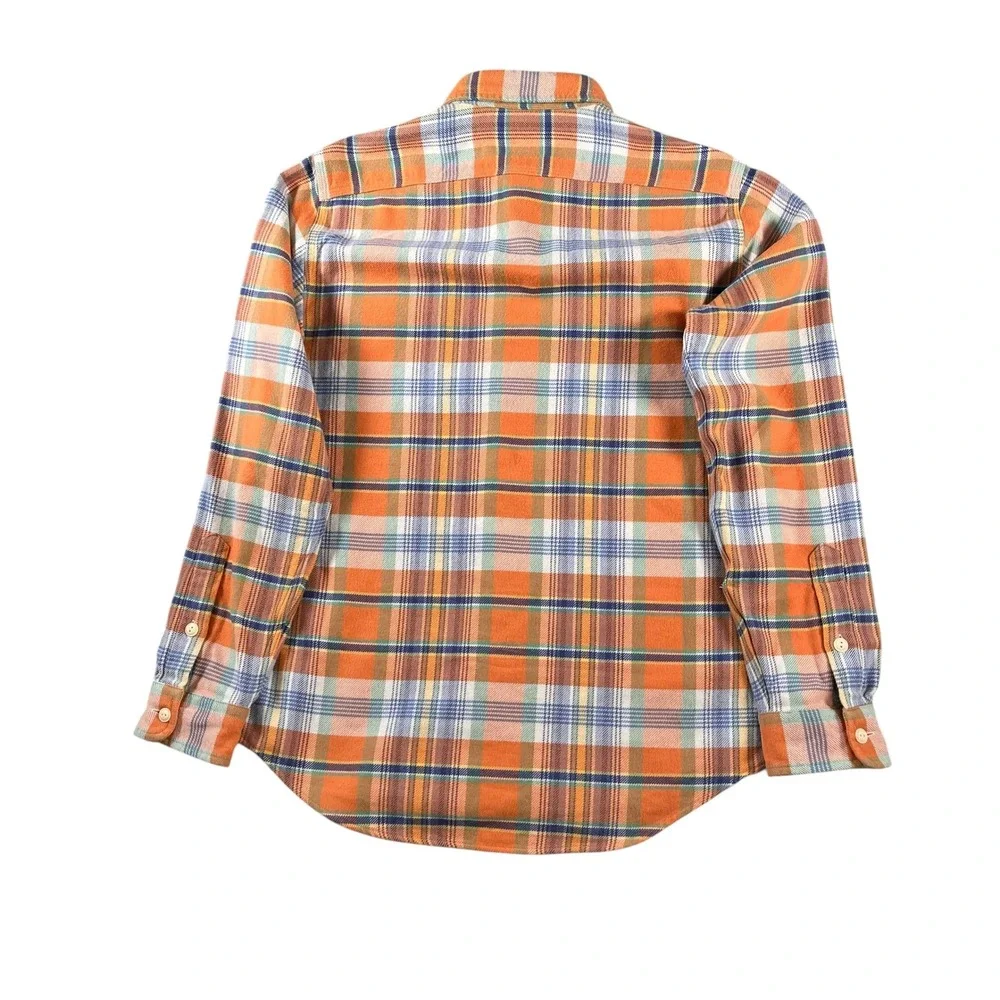 Polo Ralph Lauren Mens Medium Classic Fit Orange Plaid Flannel Button Down Shirt
